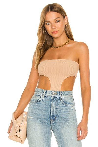 Superdown Darcey Cut Out Bodysuit In Nude