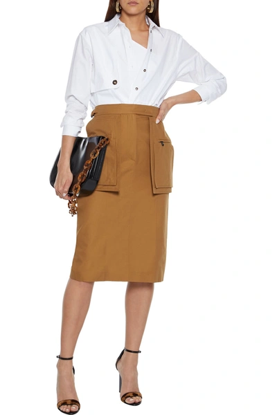 Shop Max Mara Bosso Cotton-twill Skirt In Light Brown