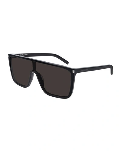Shop Saint Laurent Mask Shield Sunglasses In Black