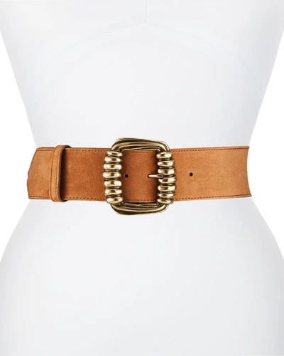 Shop Etro Suede Leather Belt In Beige