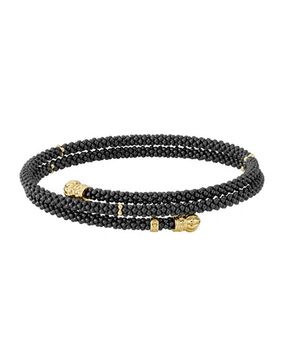 Shop Lagos 18k Gold & Black Caviar Station Bracelet