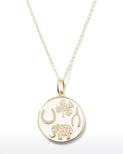 Shop Sydney Evan 14k Luck Tableau Diamond Medallion Necklace, White In Gold