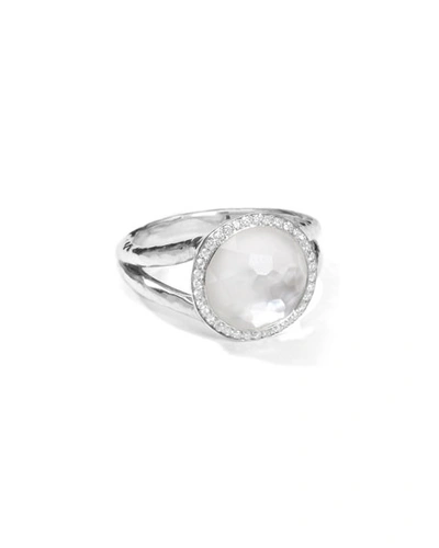 Shop Ippolita Stella Mini Lollipop Ring In Mother-of-pearl Doublet With Diamonds, 0.15 In Silver
