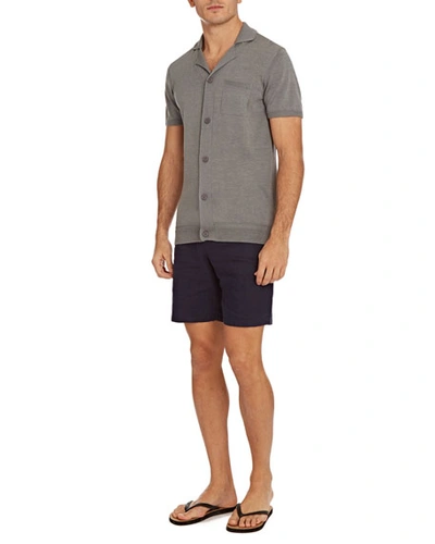 Shop Orlebar Brown Men's Colman Cotton/silk Button-down Shirt In Pewter