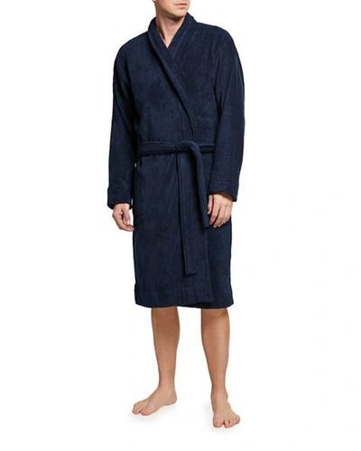 Shop Ugg Men's Turner Solid Cotton Robe In Blue