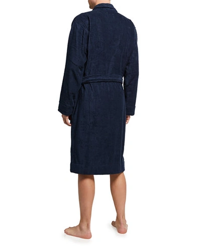 Shop Ugg Men's Turner Solid Cotton Robe In Blue