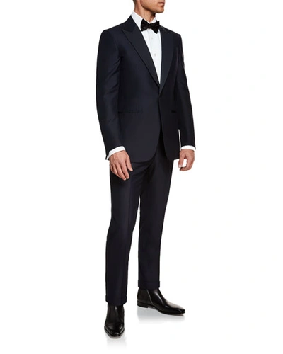 Shop Ermenegildo Zegna Men's Silk-lapel Wool Two-piece Tuxedo Suit In Navy