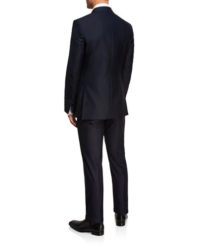 Shop Ermenegildo Zegna Men's Silk-lapel Wool Two-piece Tuxedo Suit In Navy