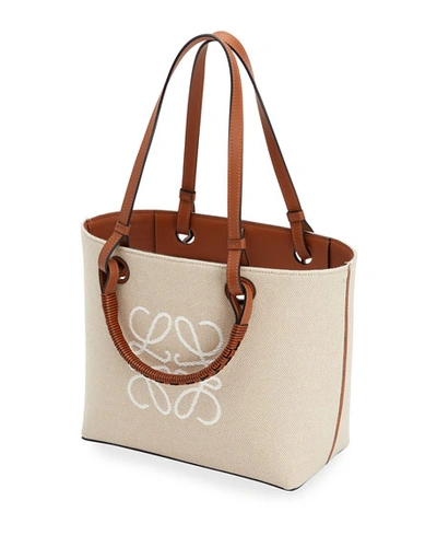 Shop Loewe Anagram Small Canvas Tote Bag In 2426 Ecru/tan