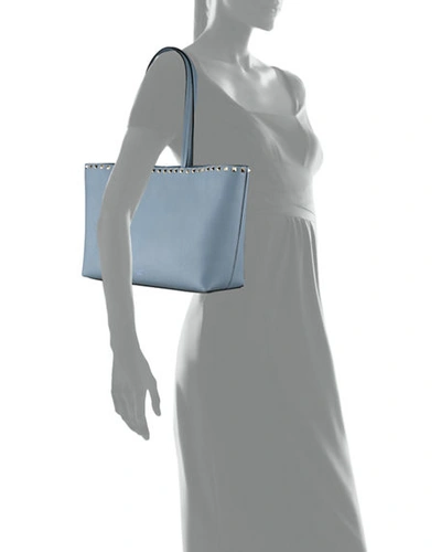 Shop Valentino Rockstud Small Tote Bag In Light Blue