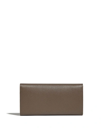 Ferragamo Icona Leather Continental Wallet W/ Hanging Id Tag In Gray