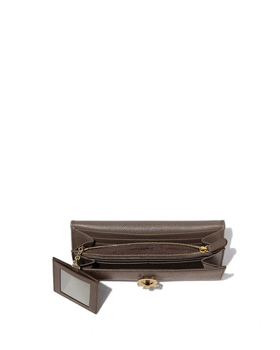 Ferragamo Icona Leather Continental Wallet W/ Hanging Id Tag In Gray
