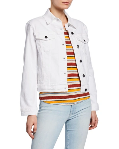 Shop Frame Le Vintage Denim Jacket In Blanc