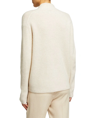 Shop Vince Wool Raised Collar Cardigan In H White