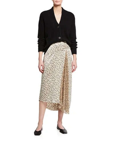 Shop Vince Zinnia Floral Ruched Midi Skirt In Champagne