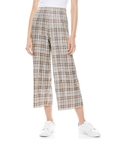 Shop Alice And Olivia Elba Check Cropped Pants In Silver