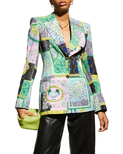Shop Versace Barocco Patchwork Jacket In Multi