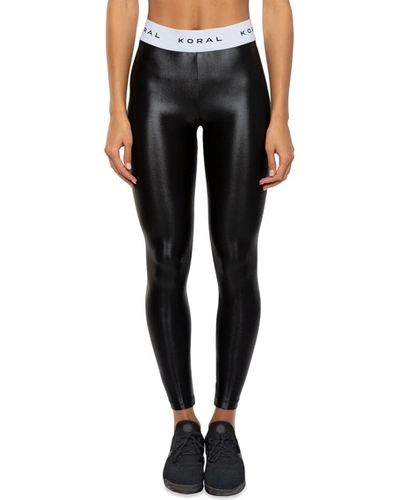 Shop Koral Aden Mid-rise Figure-forming Leggings In Black/white