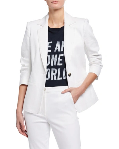 Shop Cinq À Sept Khloe 3/4-sleeve White Denim Blazer