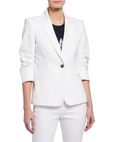 Shop Cinq À Sept Khloe 3/4-sleeve White Denim Blazer