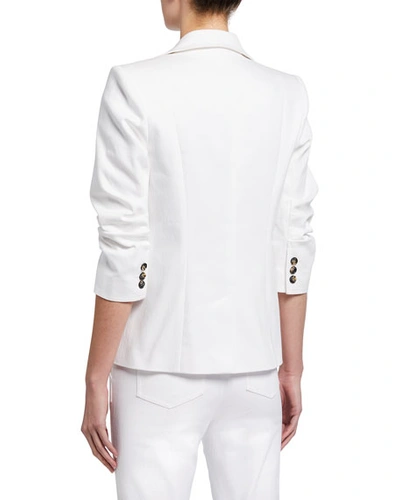 Shop Cinq À Sept Khloe 3/4-sleeve White Denim Blazer