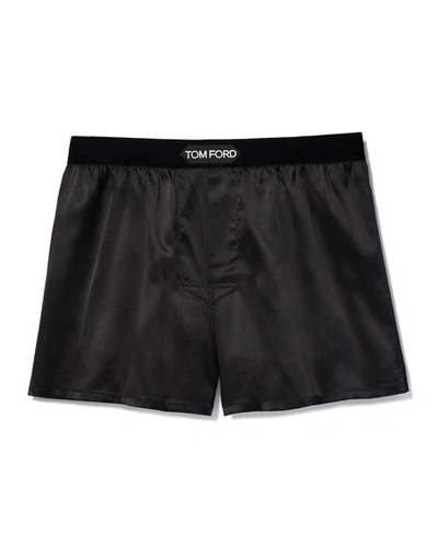 Shop Tom Ford Silk Lounge Shorts In Black