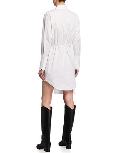 Shop Off-white Button-down Belted Cotton Shirtdress In Whiteblack