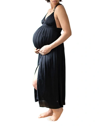 Shop Emilia George Maternity Edita Maxi Dress In Black