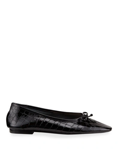 Shop Schutz Arissa Mock-croc Ballet Flats In Black