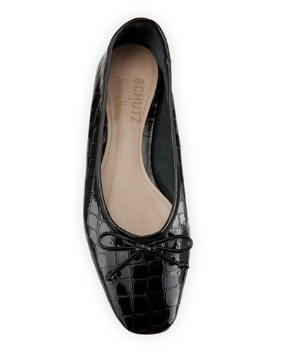 Shop Schutz Arissa Mock-croc Ballet Flats In Black