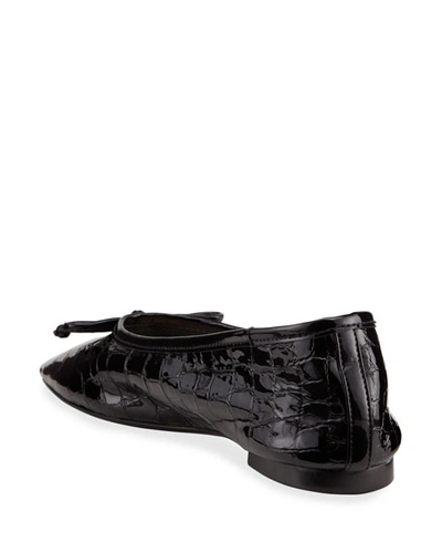 Shop Schutz Arissa Mock-croc Ballet Flats In Black