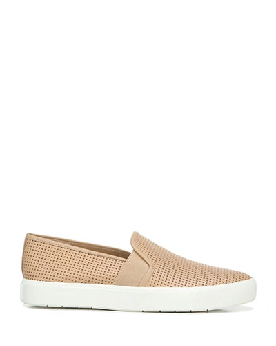 Shop Vince Blair Perforated Leather Slip-on Sneakers In Cappuccino