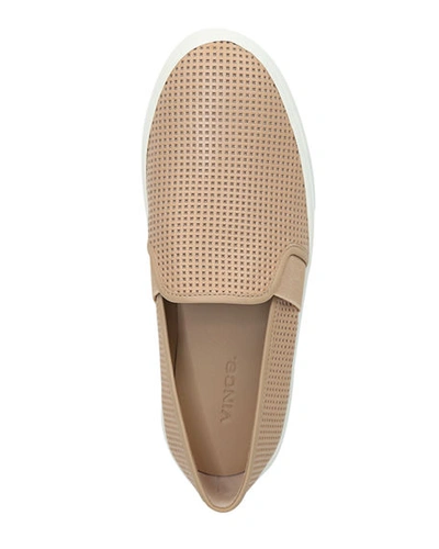 Shop Vince Blair Perforated Leather Slip-on Sneakers In Cappuccino