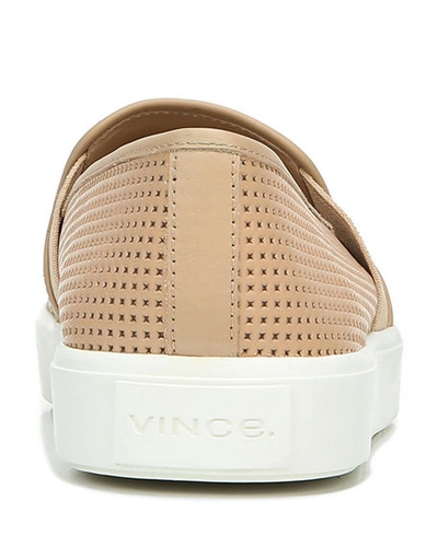 Shop Vince Blair Perforated Leather Slip-on Sneakers In Cappuccino
