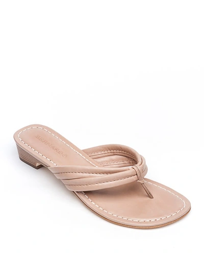 Shop Bernardo Miami Flat Antiqued Leather Thong Sandals In Blush