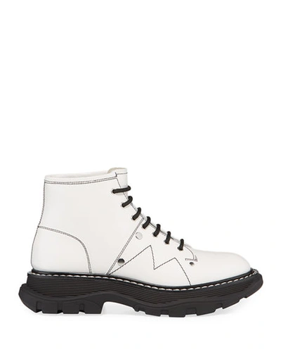 Shop Alexander Mcqueen Tread Lace-up Boots In White