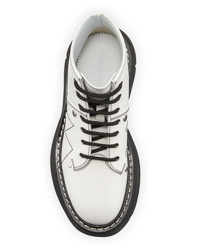 Shop Alexander Mcqueen Tread Lace-up Boots In White