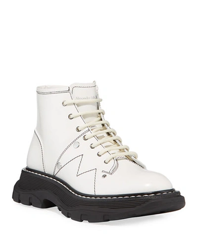 Shop Alexander Mcqueen Tread Lace-up Boots In White