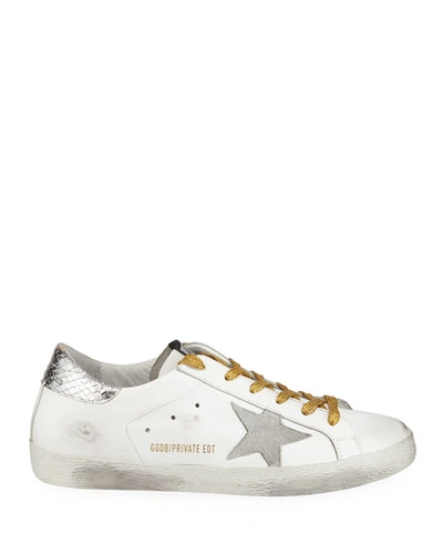 Golden Goose Super Star Mix Match Low-top Sneakers In White/gold/silver