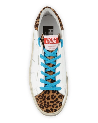 Golden Goose Hi Star Leather & Leopard Platform Sneakers In White/leopard