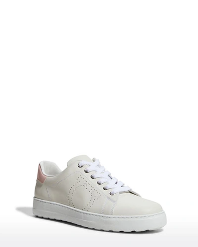 Shop Ferragamo Pierre Gancino Low-top Sneakers In White/pink