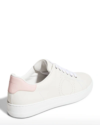Shop Ferragamo Pierre Gancino Low-top Sneakers In White/pink