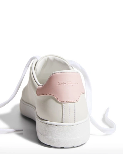 Shop Ferragamo Pierre Gancino Low-top Sneakers In White/pink