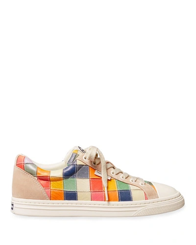 Shop Tory Burch Classic Court Patchwork Low-top Sneakers In Multi Patchwork