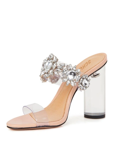 Shop Schutz Blanck See-through Slide Sandals With Crystals