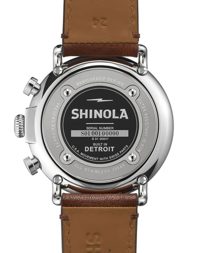 Shop Shinola Men's 47mm Runwell Chronograph Men's Watch, Blue/cognac In Cognac/blue