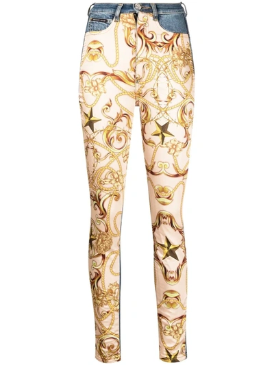 Shop Philipp Plein Baroque-print Skinny Jeans In Nude