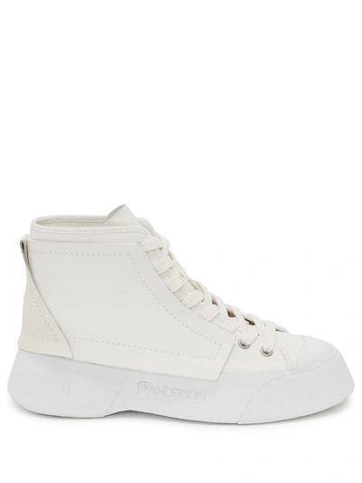 Shop Jw Anderson Panelled High-top Sneakers In Weiss