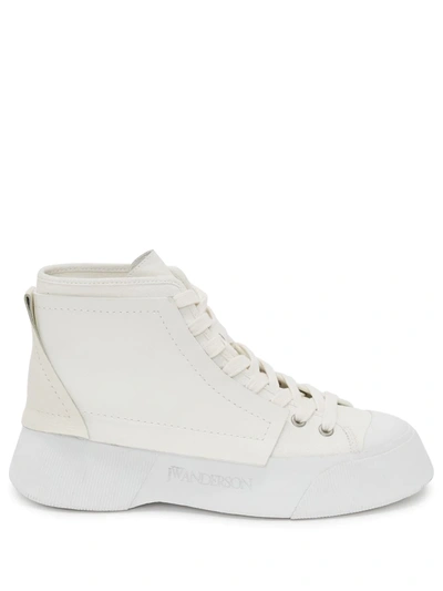 Jw Anderson White Canvas And Leather Trainers ModeSens