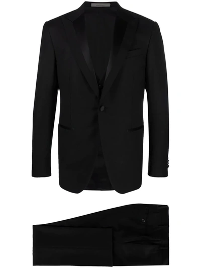 Shop Corneliani Single-breasted Three-piece Suit In Schwarz